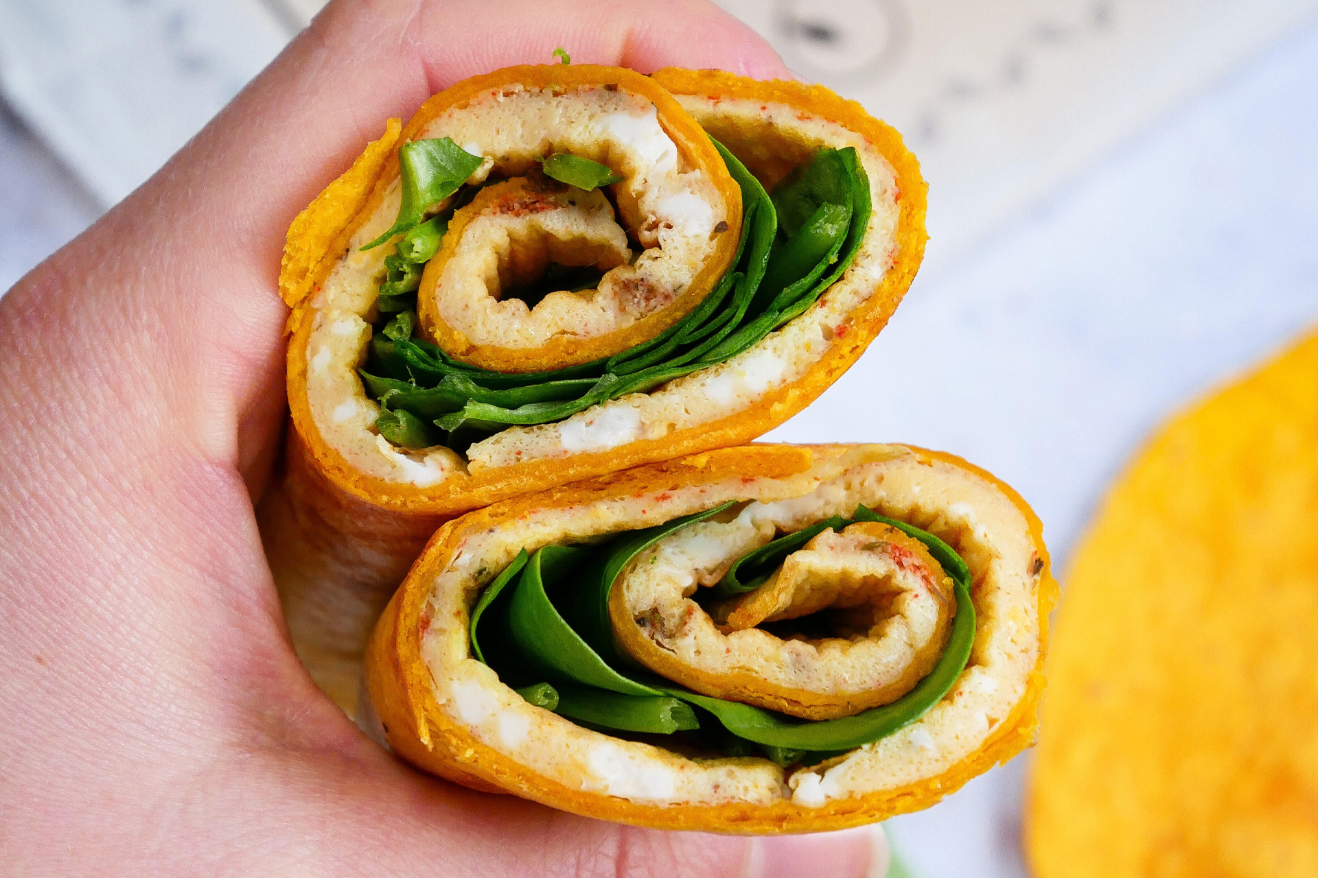 Omelet wrap met spinazie