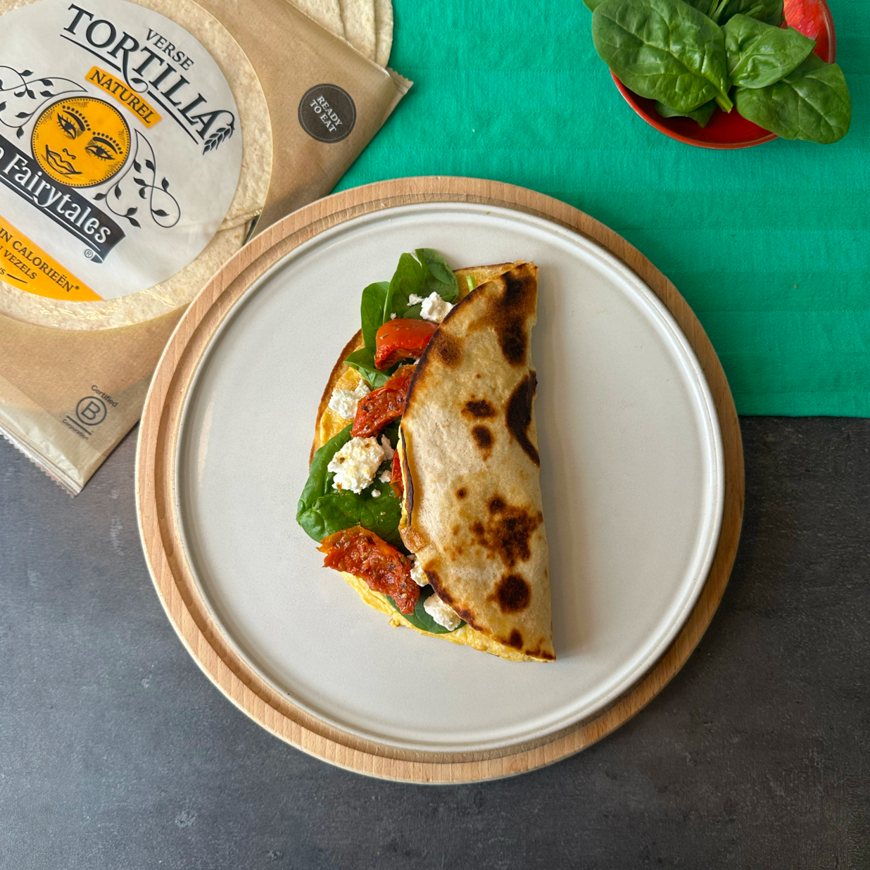 egg wrap tortilla spinazie feta