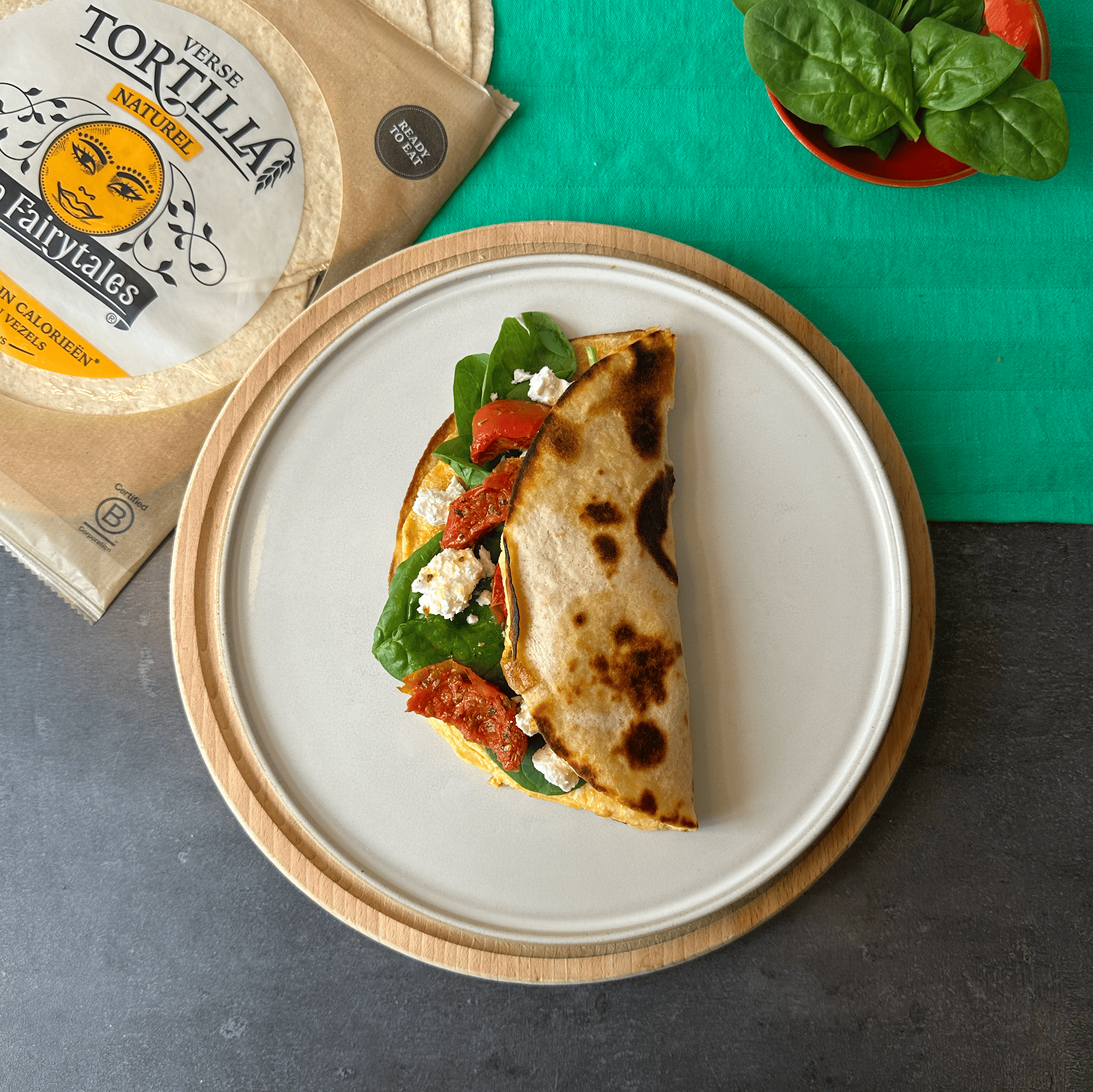 egg wrap tortilla spinazie feta