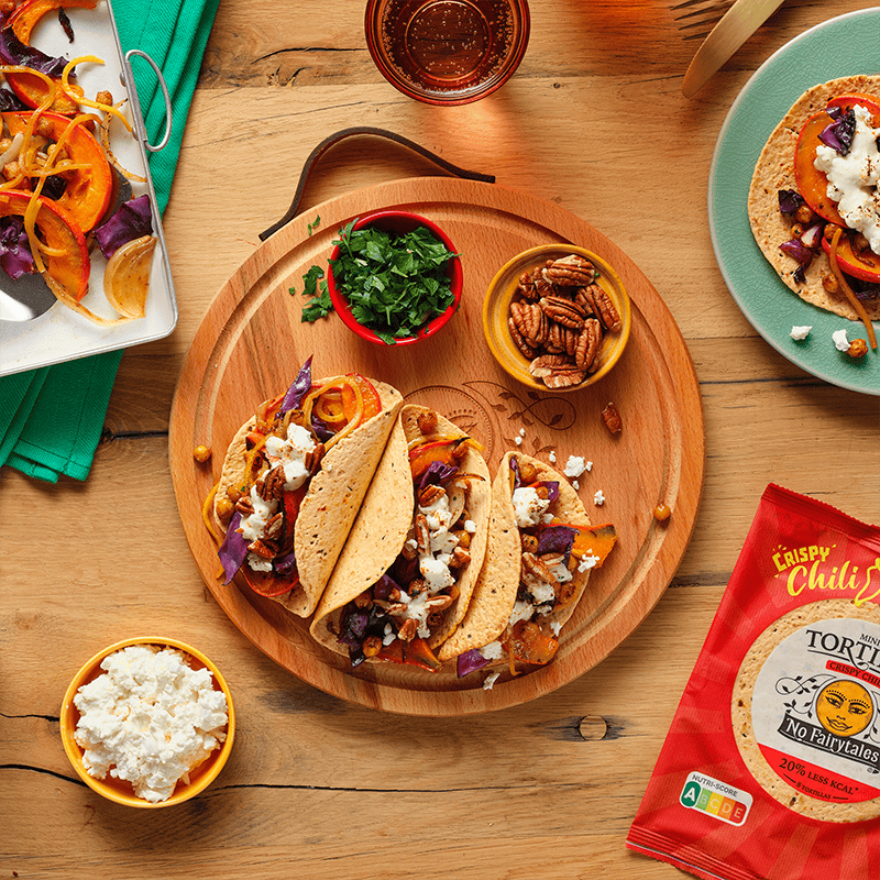 geitenkaas pompoen wrap crispy chili